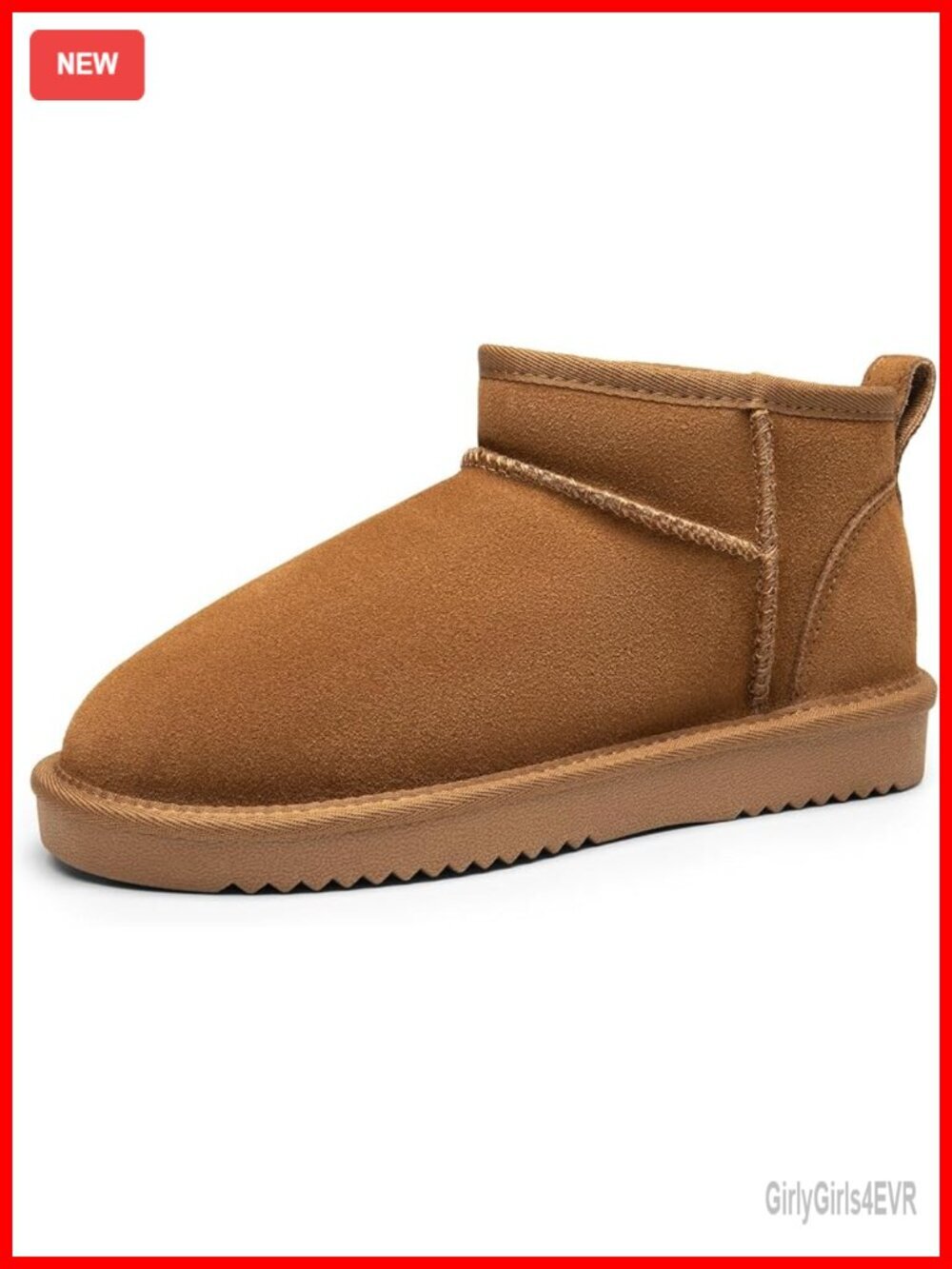 Genuine Suede Ankle Boots Faux Fur Lining Memory Foam Snow Booties Slip On Warm